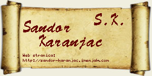 Šandor Karanjac vizit kartica
